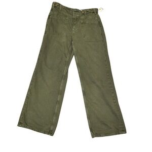 We The Free By Free People Palmer Wide Leg Cuffed Dark Green Jeans 26 NWT